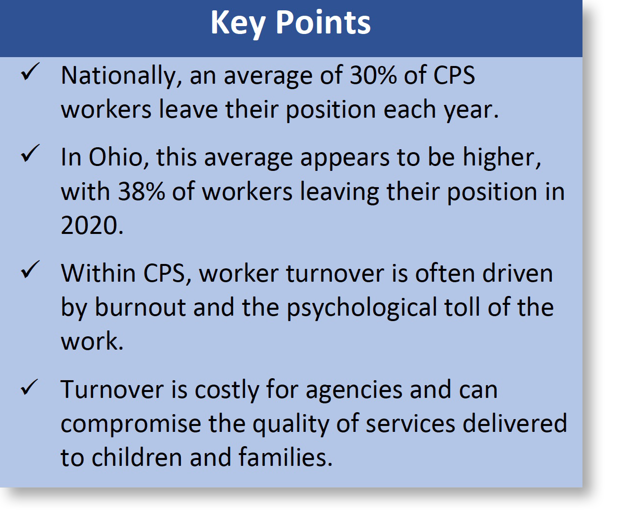 A section from a report on the workforce crisis in the child welfare system
