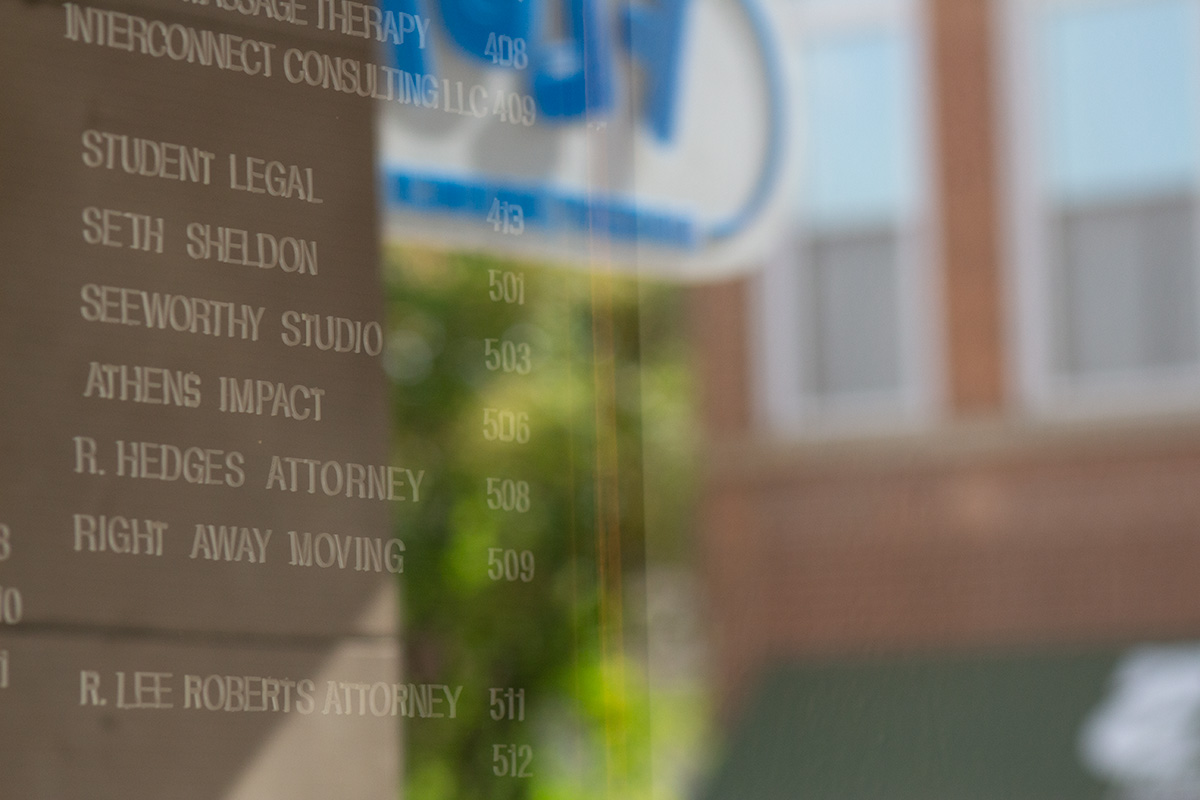 The office sign for Athens Student Legal Services
