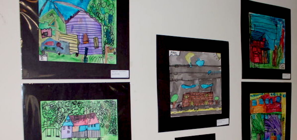 Coolville Elementary second and third students created art work featuring the houses and buildings located in the Village of Coolville. (photo: Sarah Hawley/Athens Messenger)
