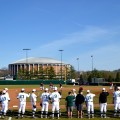 OU baseball home intros, convocation center in background