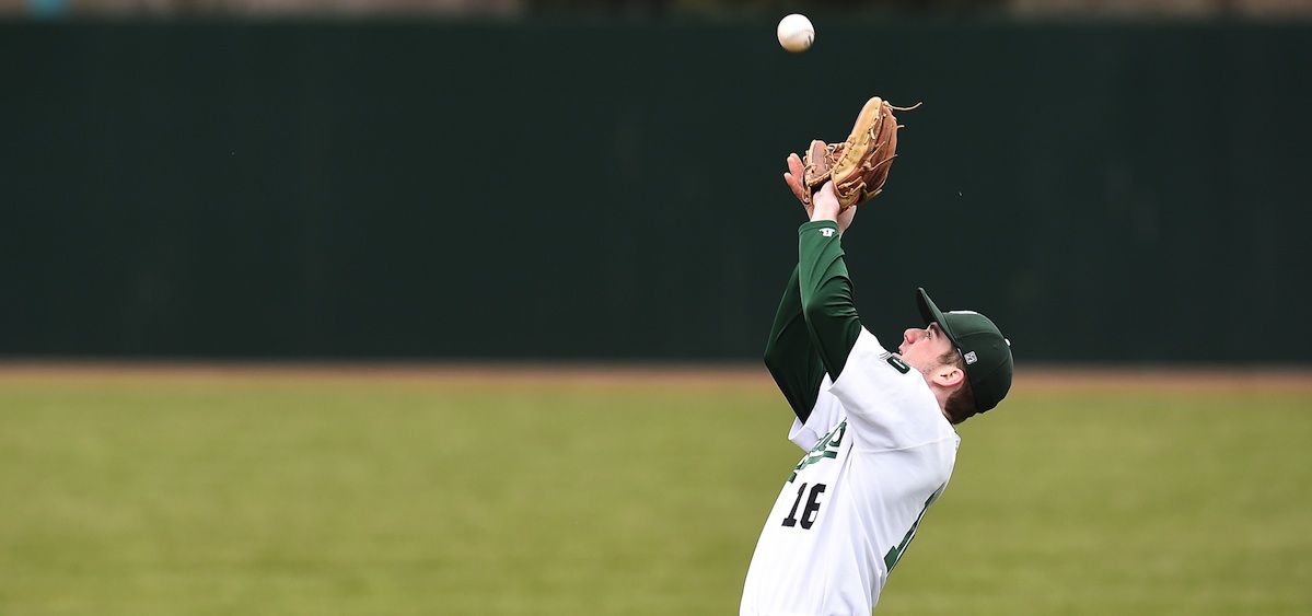 Ohio baseball player catches a pop fly