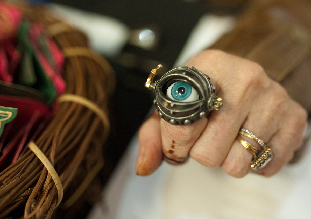 Penni AlZayer sells steampunk accessories and henna tattoos at the Steampunk Spectacle at ARTS/West. (Mark Clavin/WOUB) 