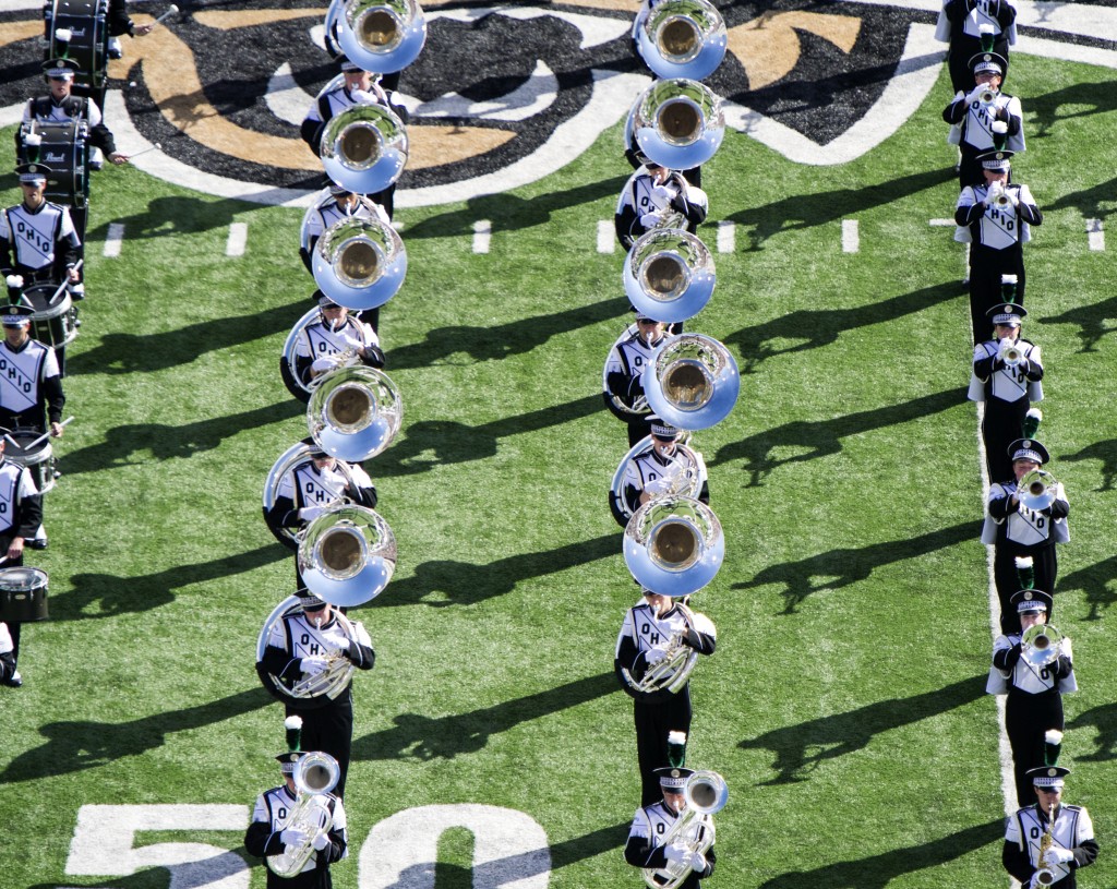 Ohio University Marching 110 performs during halftime against Western Michigan on Saturday, Oct. 17, 2015. (Daniel Rader/WOUB)