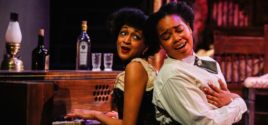 Zyrece Montgomery (Mayme) and Kihresha Redmond (Esther) star in OU Theater's "Intimate Apparel," running through April 2 in Kantner Hall. (Jasmine Beaubien/WOUB)