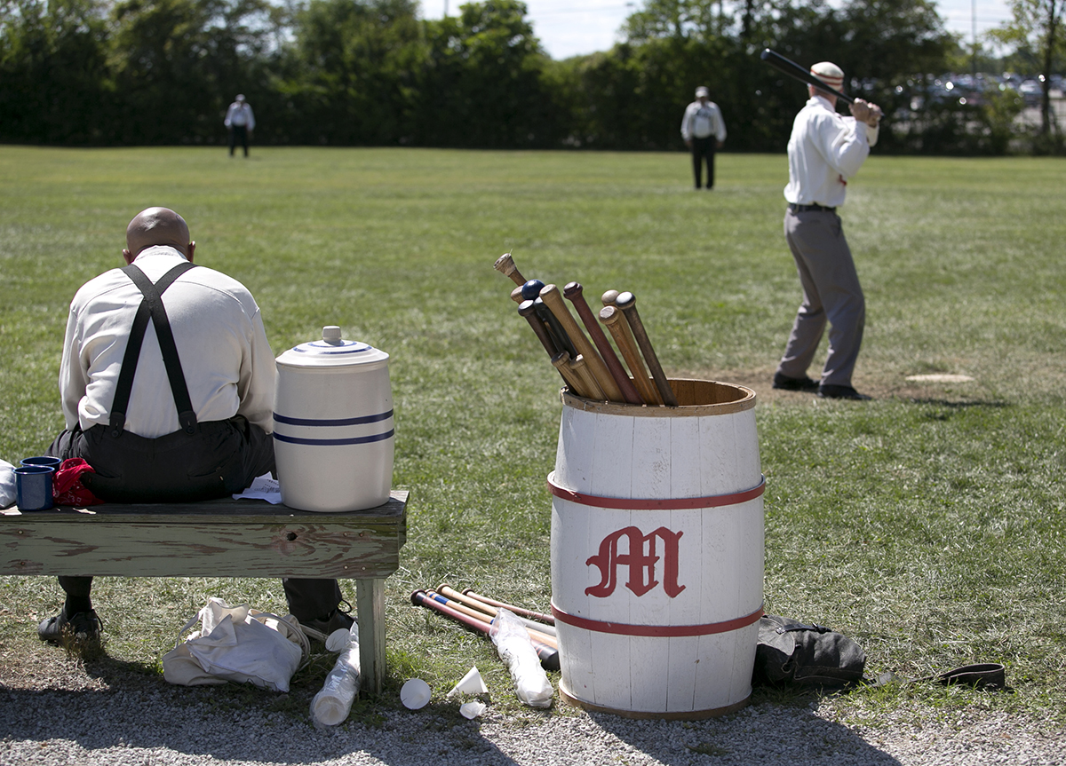 The Ohio Cup in the Ohio Village in Columbus hosted dozens of vintage baseball teams from across the United States. The cup is hosted each year by the Columbus team The Ohio Village Muffins where teams can play on their home field. (WOUB/Jennifer Coombes)