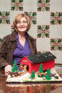 The 2015 Grand Prize Professional category winner Nancy Mingus with her replica of the Kidwell Covered Bridge. Mingus has won this category every year since the competition began in 2013. (Photo by Joel Prince)