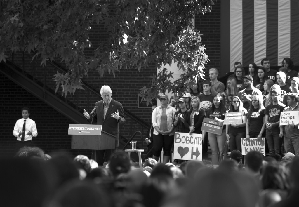 Former President Bill Clinton made a stop in Athens at the OU campus on Tuesday ahead of Tuesday’ night’s Vice Presidential debates. Clinton touched on student loan debt among many issues. (Jennifer Coombes/WOUB)
