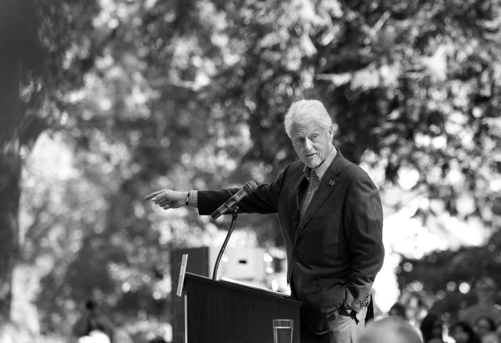 Former President Bill Clinton addressed a crowd on OU’s college green Tuesday during  a stump speech largely focused on young voters. During the speech Clinton urged youth not to buy into other people’s cynical notions. “Don’t let anyone tell you your vote doesn’t matter,” said Clinton. (Jennifer Coombes/WOUB)