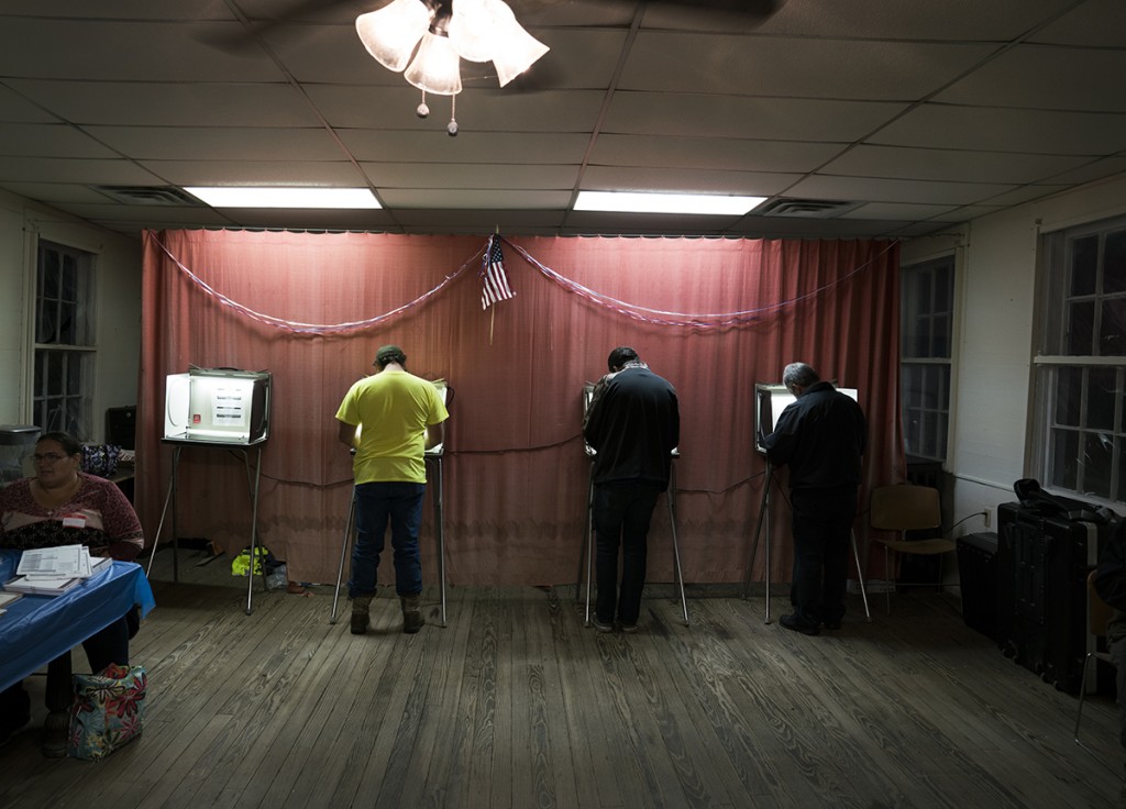 Voters cast their ballots on Election Day in McArthur, Ohio. (Michael Swensen/WOUB)