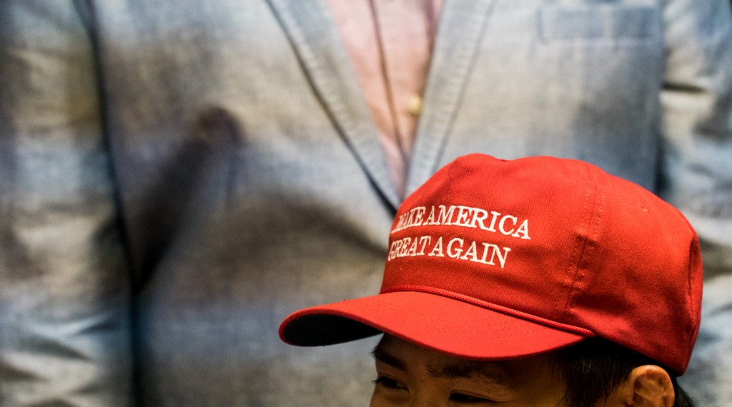 Ohio University Freshman Henry Pham, sporting a "Make America Great Again Hat"  during the Athens County Republican watch party in Athens, Ohio, on November 8, 2016. (Carolyn Rogers/WOUB)