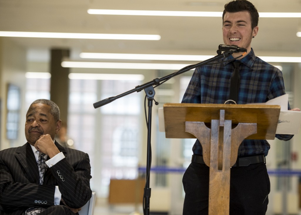 Graduate Student Marek Samblanet talks about his experiences and how grateful he is to be part of The Gladys W. and David H. Patton College of Education on January 27, 2017. (Robert McGraw/WOUB)