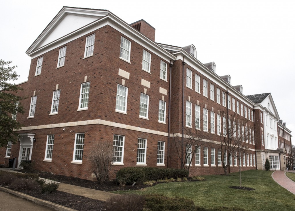 Outside frontal view of the newly renovated McCracken Hall on January 27, 2017. (Robert McGraw/WOUB)
