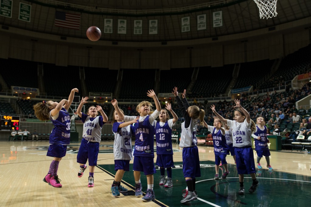 The Logan Chiefs Girl's basketball team took the court for halftime and had a game of their own at the Convocation Center on January 14, 2017. (Nickolas Oatley/WOUB)