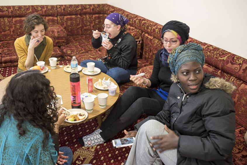 A group of women attend breakfast at the Ohio University Islamic Center in Athens, Ohio on January 20, 2017. (Camille Fine/WOUB)