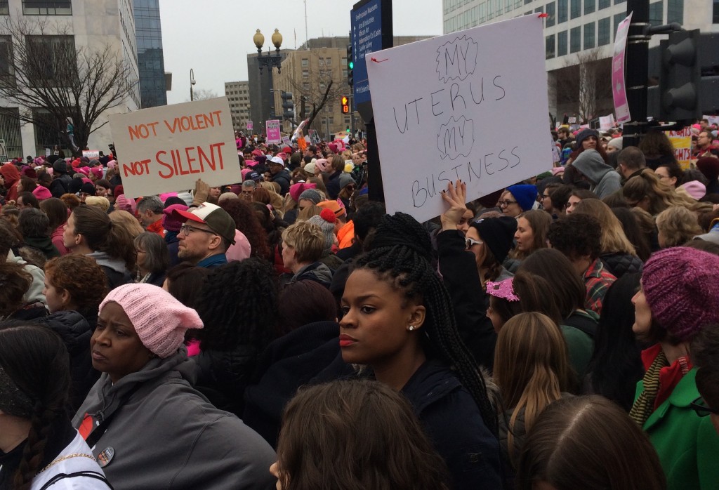 Those gathered for the Women's March on Washington on Jan. 21. (WOUB/Emily Votaw)