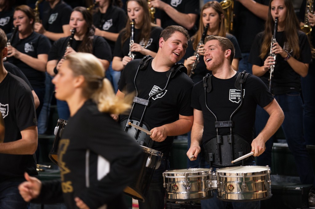Members of the Ohio University Band perform during the Women's Basketball game against Western Michigan University on Wednesday, January 25, 2017. (WOUB/Drake S. Withers)