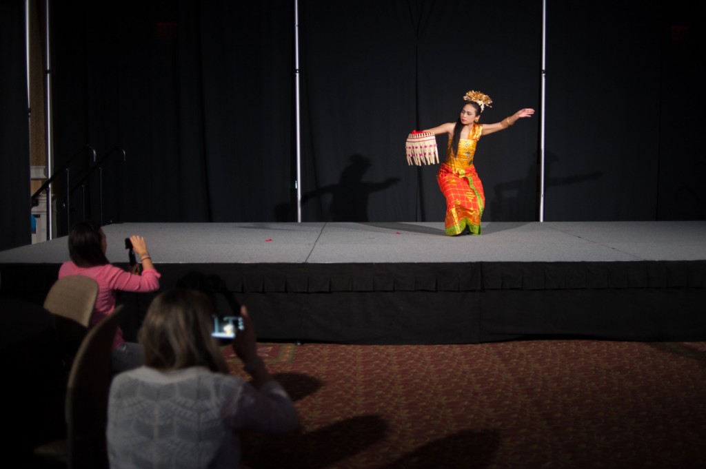 February 12, 2017—Athens, Ohio—Achie, a master student from the Department of Linguistics, performs the Pendet dance. Originally from Bali, it is used to purify the venue of important ceremonies.