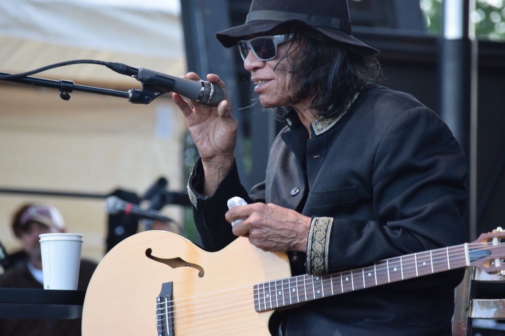 Sixto Diaz Rodriguez, known best as "Rodriguez," performs at the 2017 Nelsonville Music Festival. (WOUB/Joseph Snider)