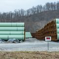 Pipeline awaits installation in a natural gas project.
