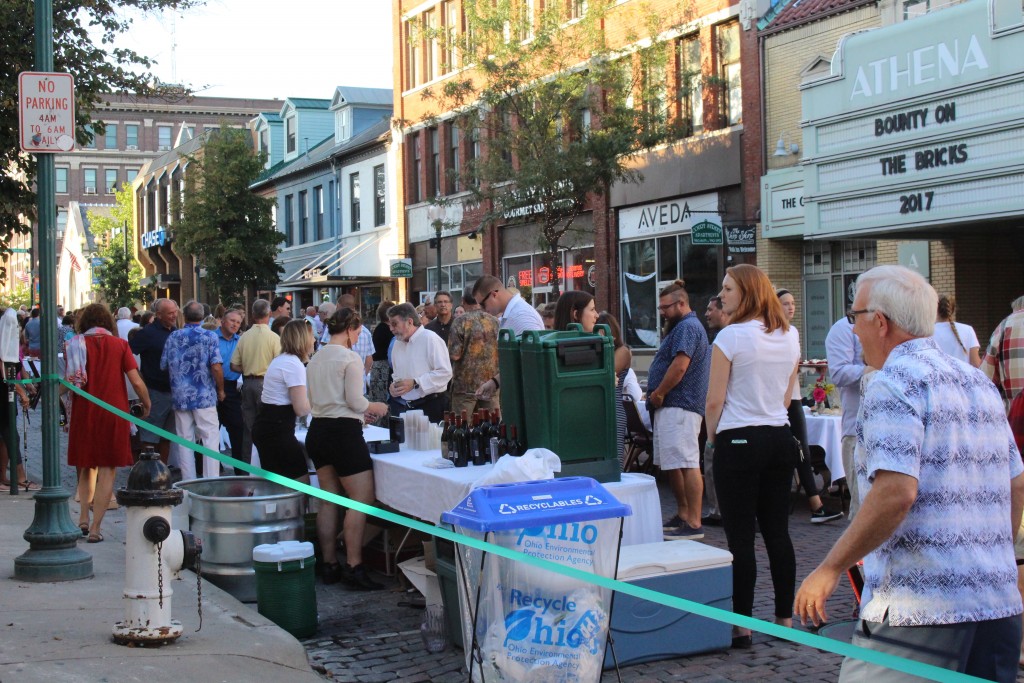 Beer and wine stations at the 2017 Bounty on the Bricks fundraiser. (WOUB/Emily Votaw) 