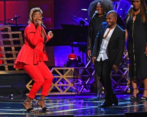NEW YORK, NY - JULY 11:  Le'Andria Johnson performs with Kirk Franklin onstage during the GRAMMY Salute to Music Legends at Beacon Theatre on July 11, 2017 in New York City.  (Photo by Dia Dipasupil/Getty Images for NARAS)