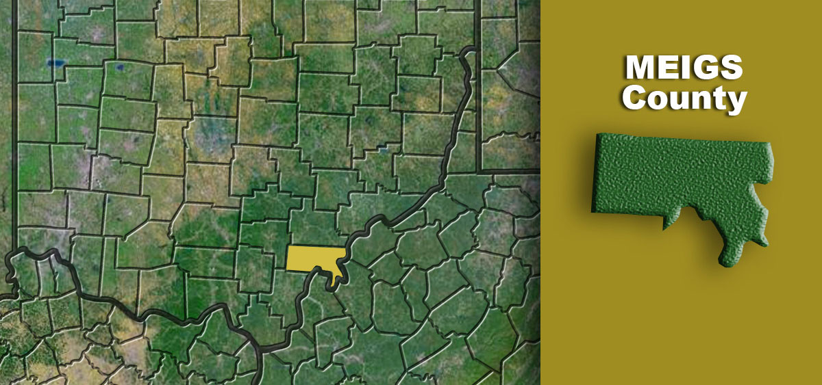 Meigs County highlighted on a map