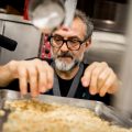 Chef Massimo Bottura creates a meal from Thanksgiving leftovers in NPR's kitchen. "The leftover is a big problem if you don't have a vision, if you don't have the knowledge of what you can do," he says. Above, he checks the breadcrumbs to make sure they're dry and fine enough to turn into a pasta called passatelli.