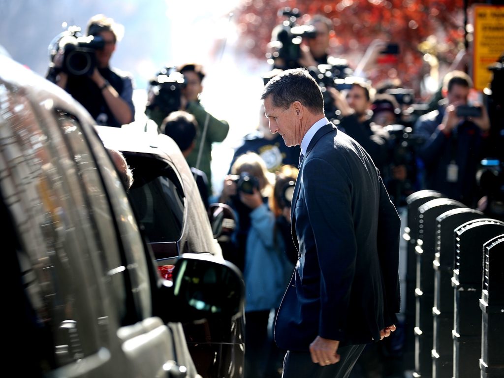 Michael Flynn, former national security adviser to President Donald Trump, leaves the federal courthouse in Washington, D.C., on Dec. 1 after pleading guilty to lying to the FBI.