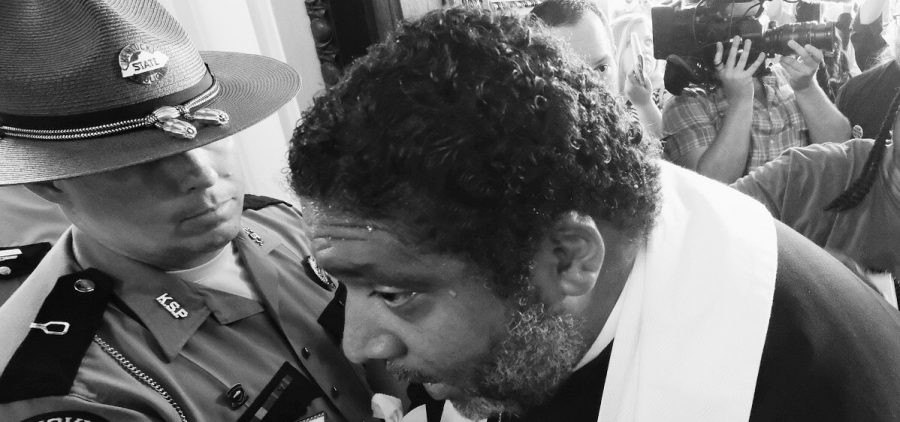 Poor People’s Campaign leader Rev. William Barber blocked from the Kentucky capitol on June 4, 2018