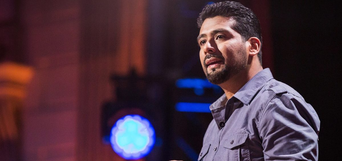 Victor Rios on the TED stage.