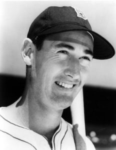 Ted Williams with bat over shoulder