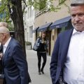 Then-Fox News co-president Bill Shine leaves a New York restaurant in April 2017 with Rupert Murdoch, executive chairman of 21st Century Fox. Shine left Fox News that May.