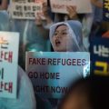 Protesters in Seoul demonstrate against a group of asylum seekers from Yemen, on June 30. Hundreds of asylum seekers from Yemen have arrived in South Korea's southern resort island of Jeju.