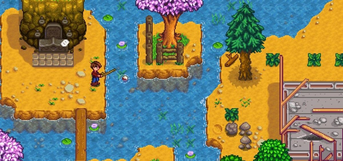 You and your fishing pole in Stardew Valley.