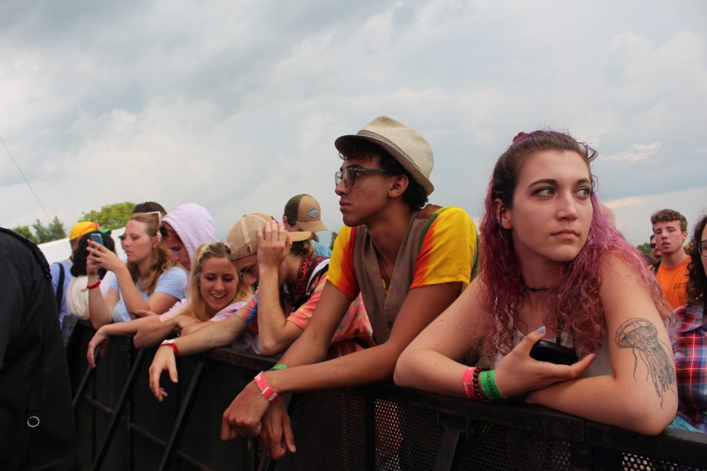Fans eagerly await the doctor -- Dr. Dog at the Bellwether Festival in Waynesville, OH on Friday, August 10. (WOUB Public Media/Emily Votaw)