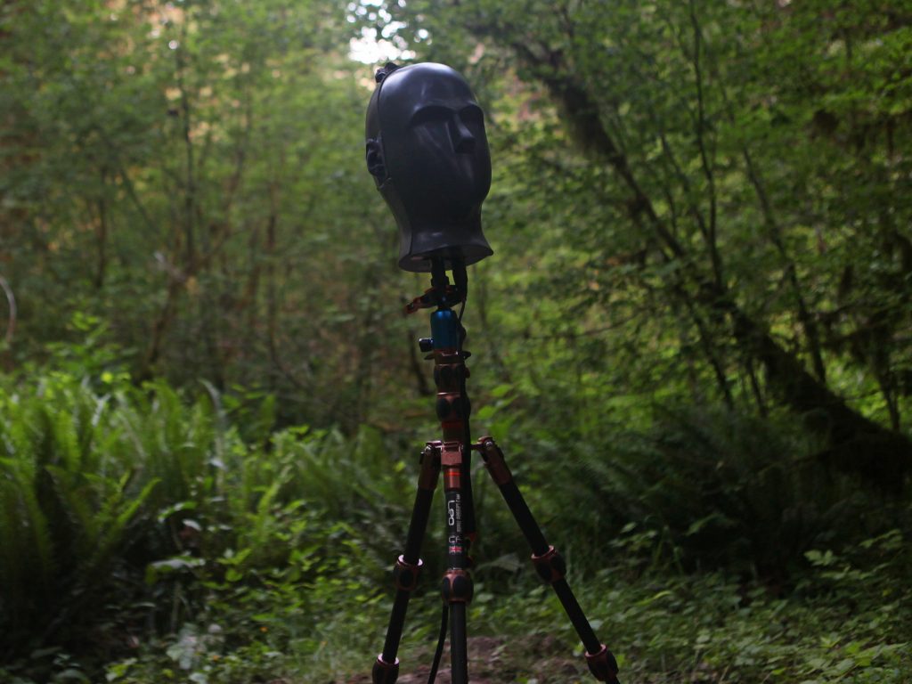 Fritz, the microphone system used by Mikkelsen and his mentor, audio ecologist Gordon Hempton, stands on a tripod. They use their recordings to promote the idea that natural sounds are complex, diverse and important.