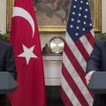 President Trump and Turkish President Recep Tayyip Erdogan appear in the Roosevelt Room of the White House on May 16, 2017. On Friday, Trump announced he would double aluminum and steel tariffs on the NATO ally.