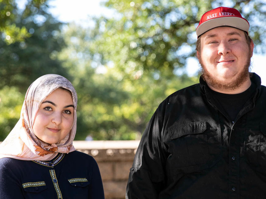 Amina Amdeen and Joseph Weidknecht encourage others to have conversations with people who may not share their political views.