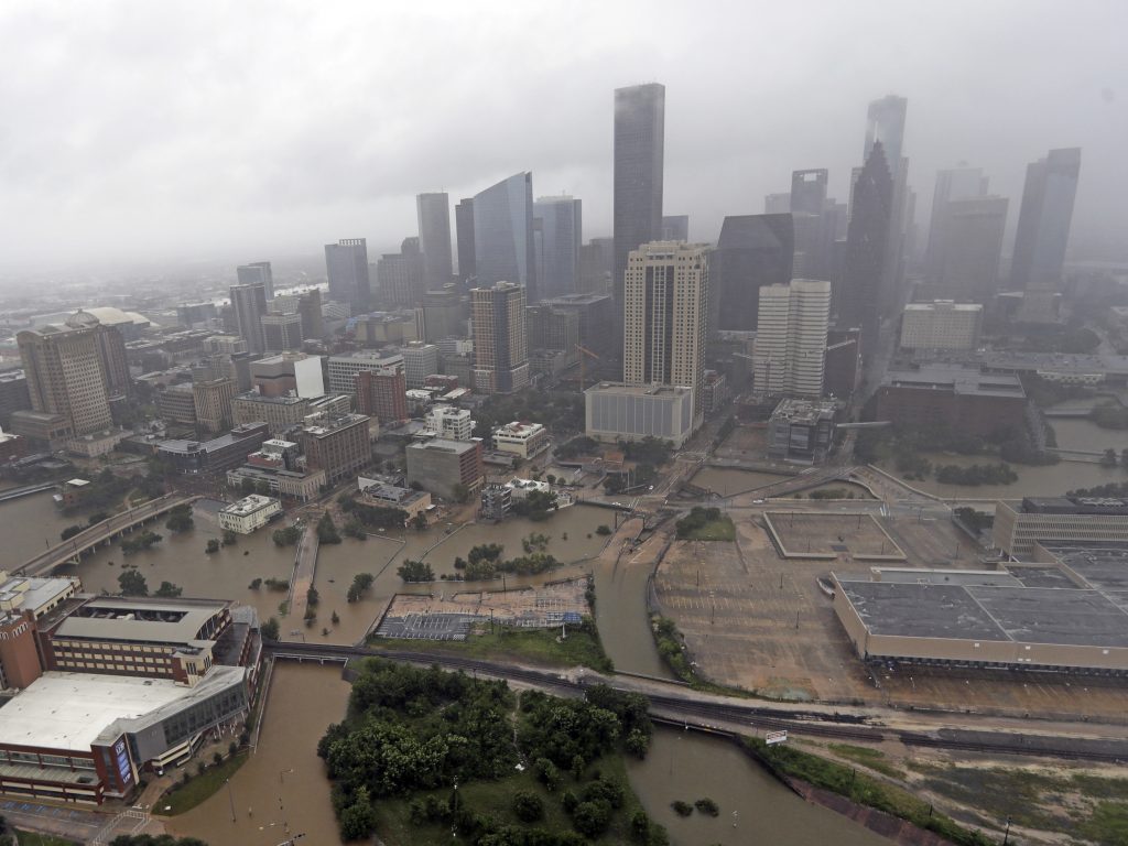 Many highways in Houston were flooded during Hurricane Harvey in 2017. The report finds that U.S. infrastructure is unprepared for climate change.