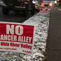 Environmental groups posted signs in Shadyside, OH.