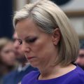 Homeland Security Secretary Kirstjen Nielsen looks at her papers while testifying before members of the House Judiciary Committee on Thursday in Washington, D.C.