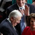 New Speaker of the House Nancy Pelosi, D-Calif., and Steny Hoyer, D-Md., are applauded at the Capitol on Thursday as Democrats officially regain control of the chamber.
