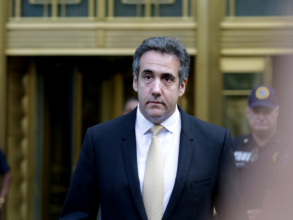 Michael Cohen, former personal lawyer to President Trump, exits the federal courthouse in New York City.