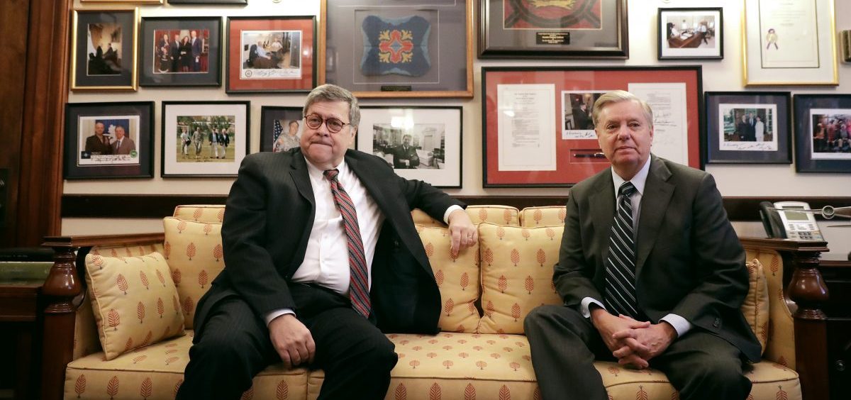Attorney General nominee William Barr (left) is meeting with senators including Judiciary Committee member Sen. Lindsey Graham, R-S.C., on Wednesday, ahead of next week's confirmation hearing.