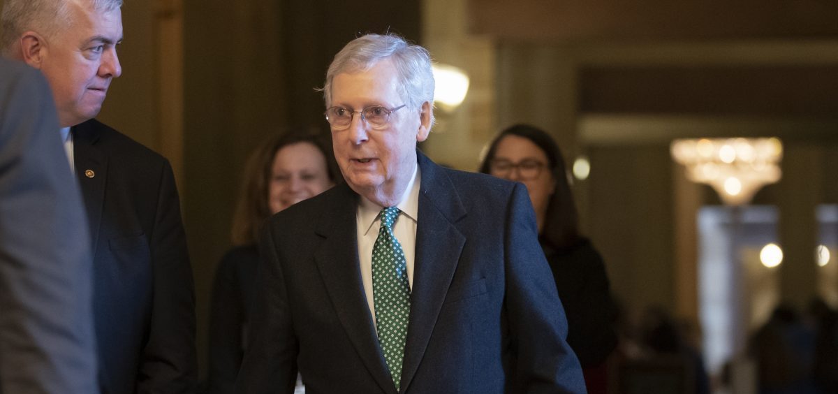 Senate Majority Leader Mitch McConnell, R-Ky., photographed at the Capitol in Washington in March, announced Thursday that he would introduce legislation to raise the minimum age for purchasing tobacco products to 21.