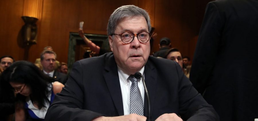 Attorney General William Barr arrives to testify before a panel of the Senate Appropriations Committee Wednesday in Washington, D.C.