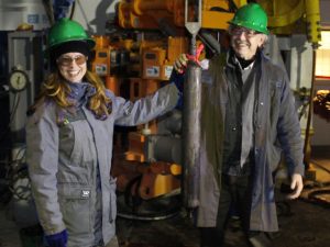 Deep Isolation CEO Elizabeth Muller and her father Richard Muller after the company successfully inserted and then retrieved a canister from a deep bore hole in 2018.