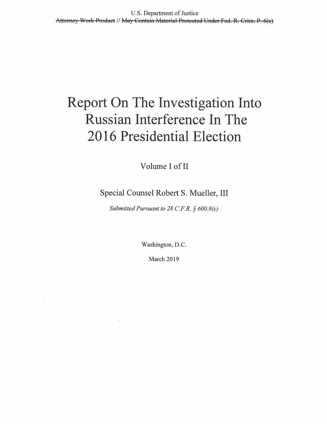Read a redacted version of special counsel Robert Mueller's final report.