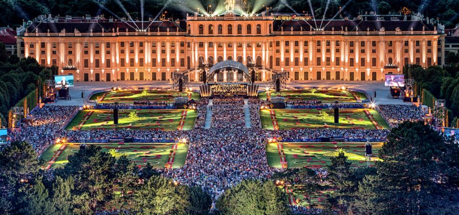 massive Crowds outide for the 2019 Vienna Philharmonic Summer Night Concert