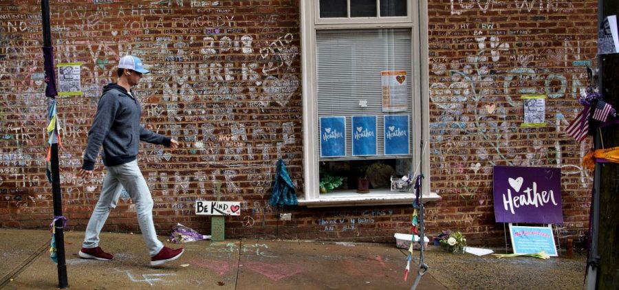A memorial to Heather Heyer, the 32-year-old counterprotester who was killed by James Fields Jr., was on display last year in Charlottesville, Va.